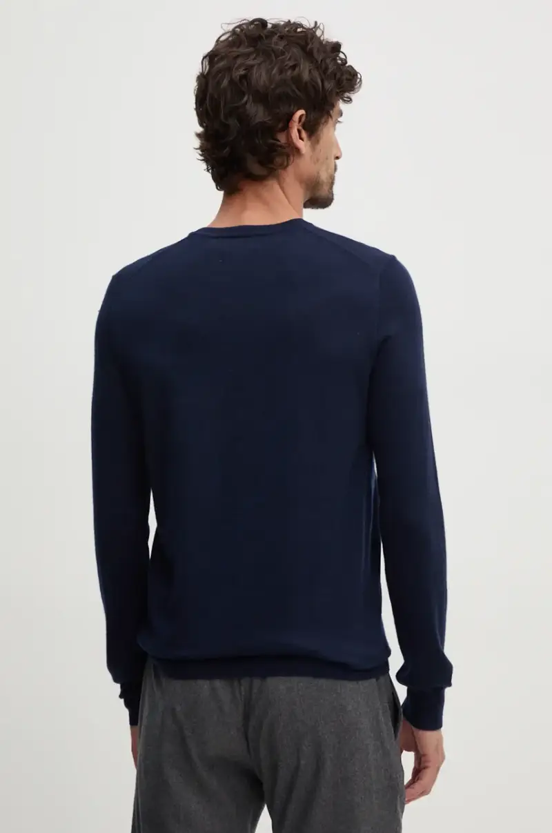 maglione in lana uomo colore blu navy 710946143 miniatura 3