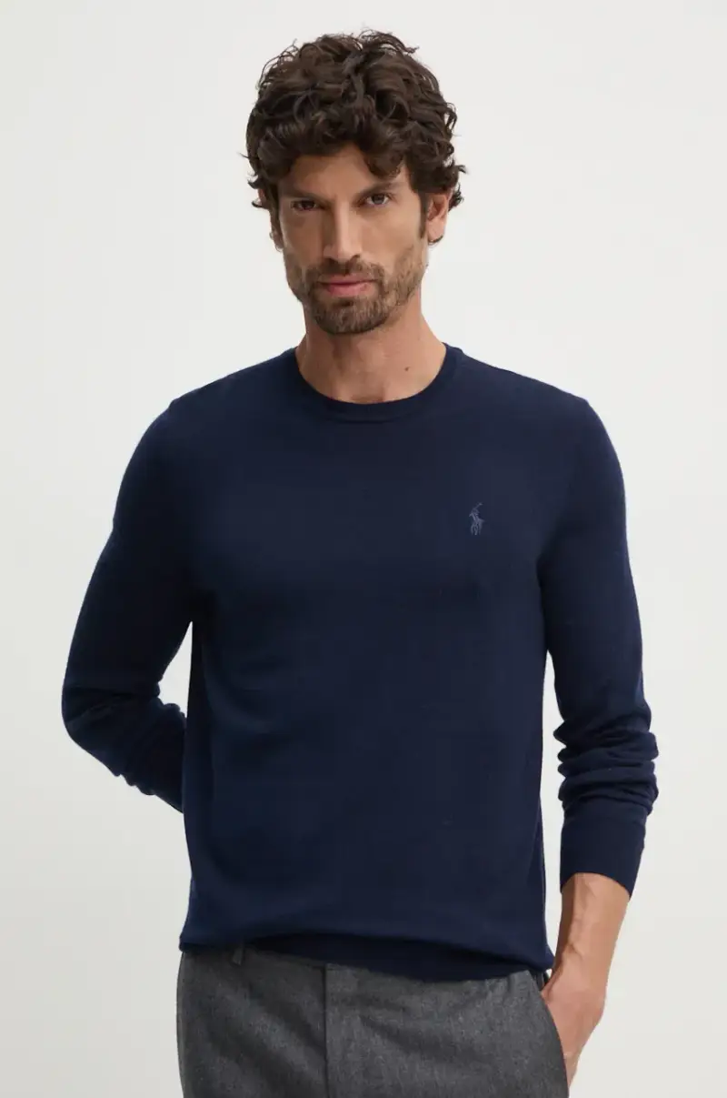 maglione in lana uomo colore blu navy 710946143 miniatura 4