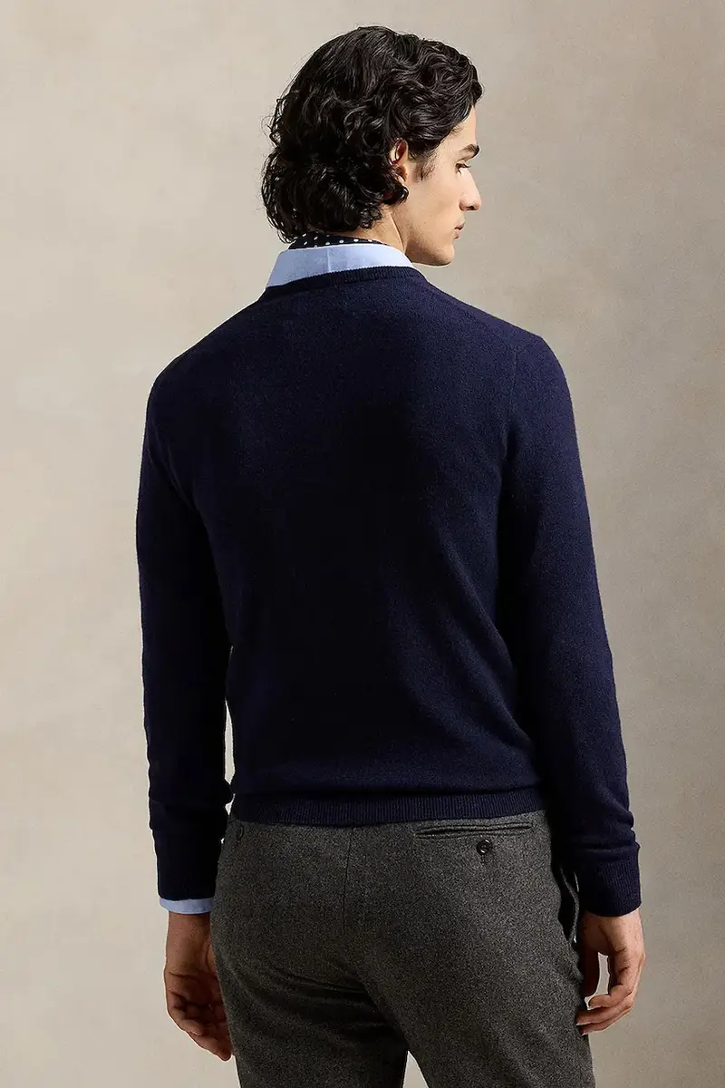 maglione in lana uomo colore blu navy 710974148 miniatura 2