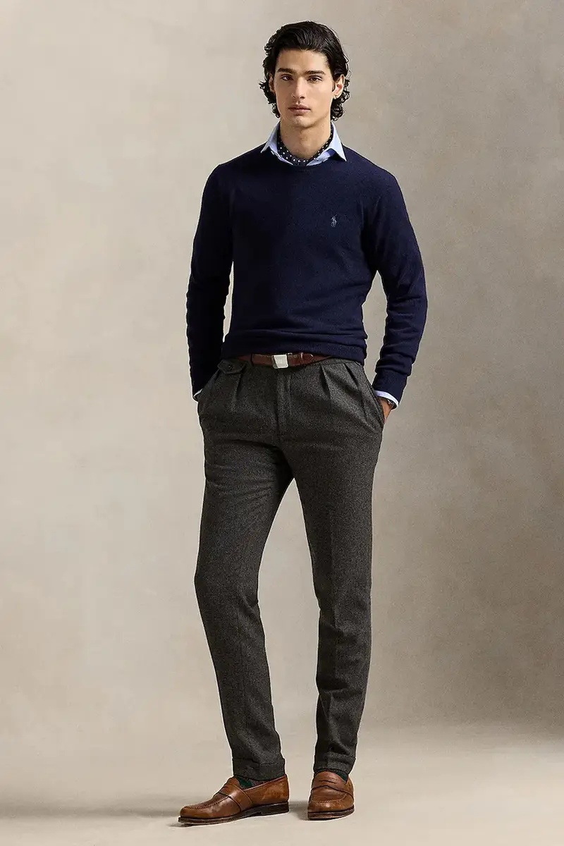 maglione in lana uomo colore blu navy 710974148 miniatura 3