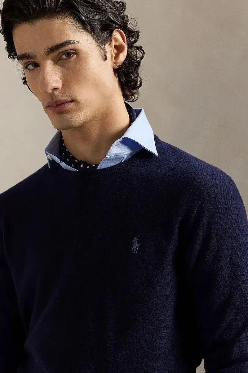 maglione in lana uomo colore blu navy 710974148 miniatura 4