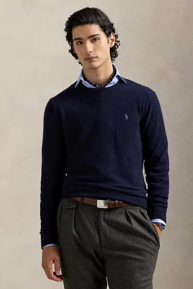maglione in lana uomo colore blu navy 710974148