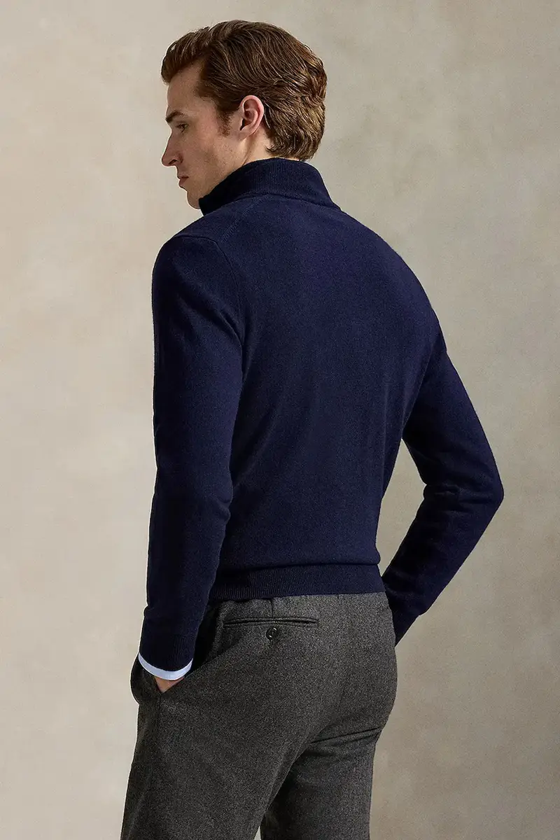 maglione in lana uomo colore blu navy 710978300 miniatura 2