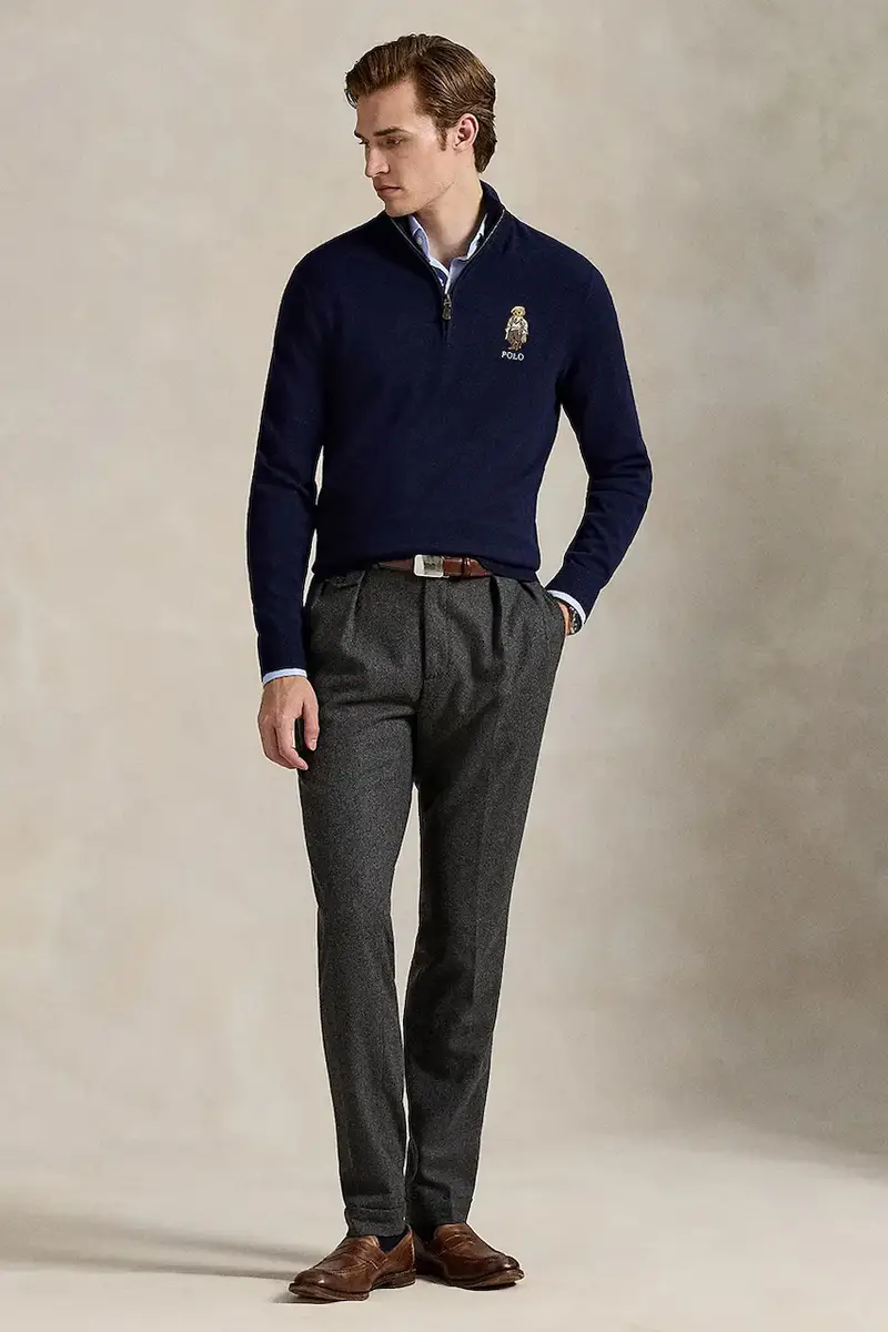 maglione in lana uomo colore blu navy 710978300 miniatura 3