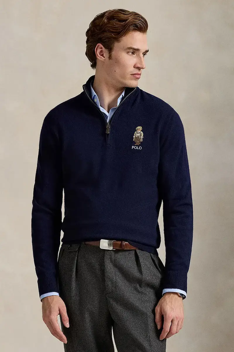 maglione in lana uomo colore blu navy 710978300