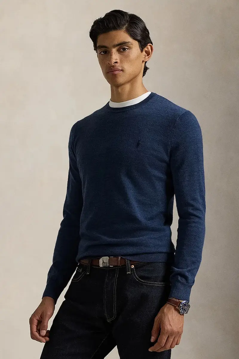 maglione in lana uomo colore grigio 710946143 Blu