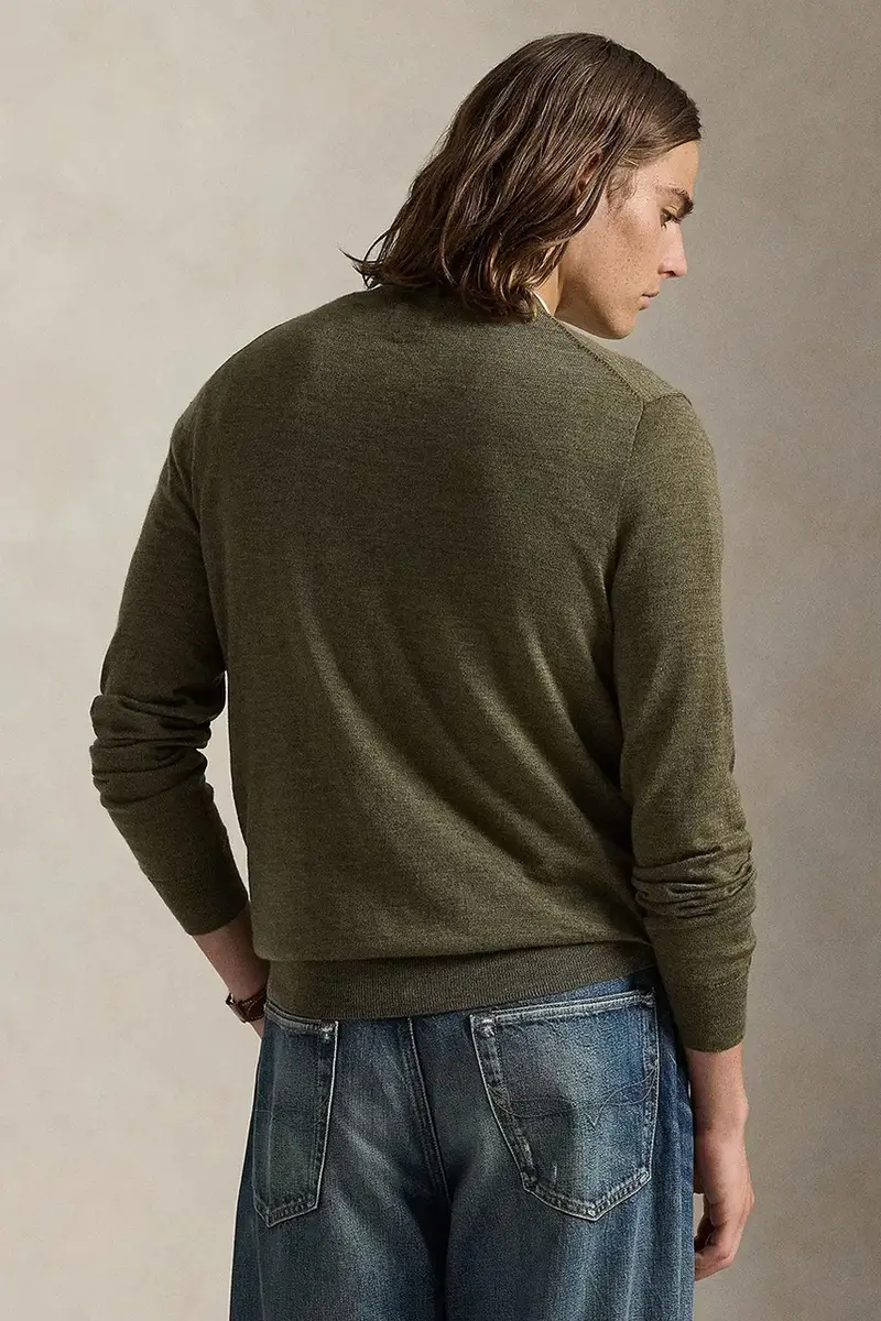 maglione in lana uomo colore grigio 710946143 Verde miniatura 2
