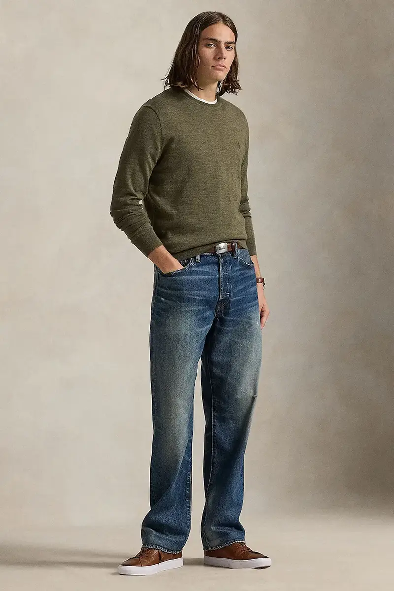 maglione in lana uomo colore grigio 710946143 Verde miniatura 3