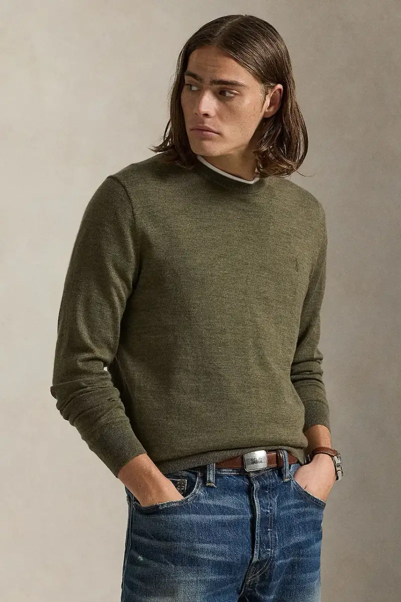 maglione in lana uomo colore grigio 710946143 Verde