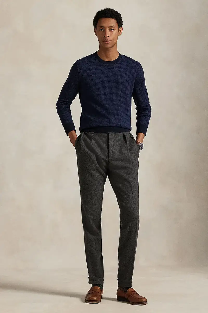 maglione in lana uomo colore grigio 710949280 Blu miniatura 3