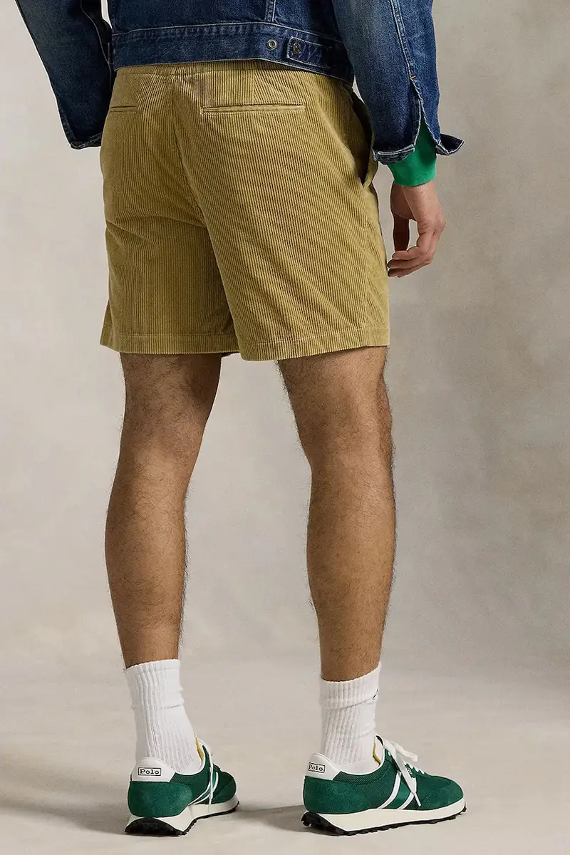 pantaloncini in velluto a coste colore blu navy 710800214 Beige miniatura 3