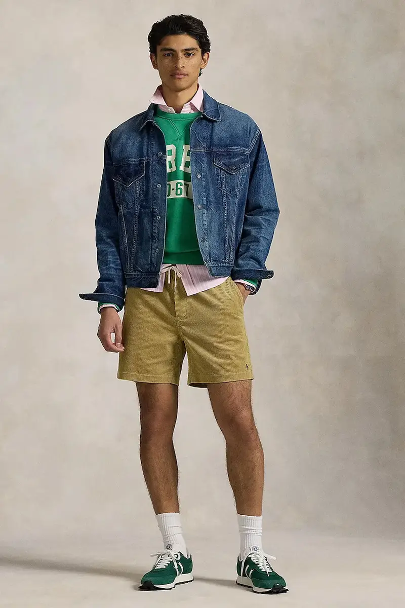 pantaloncini in velluto a coste colore blu navy 710800214 Beige