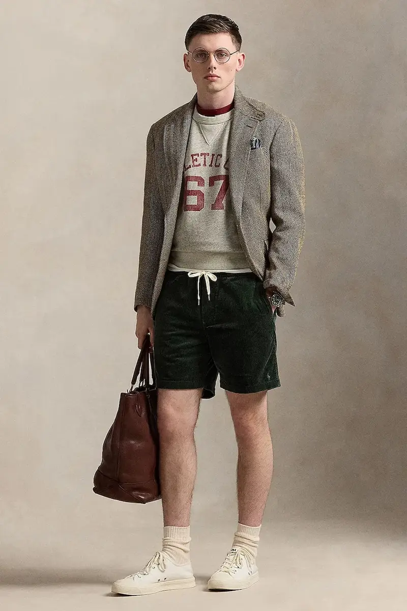 pantaloncini in velluto a coste colore blu navy 710800214 Verde