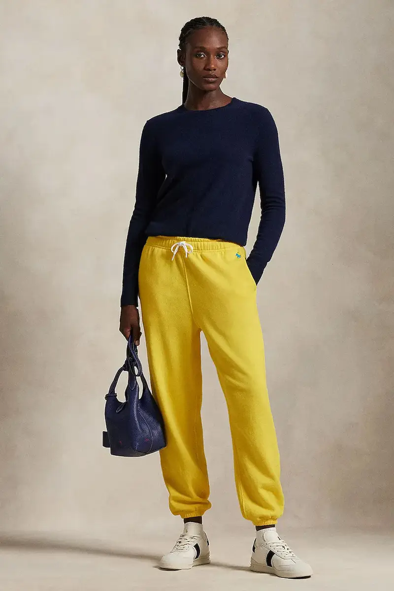 pantaloni della tuta di cotone colore giallo 211935585