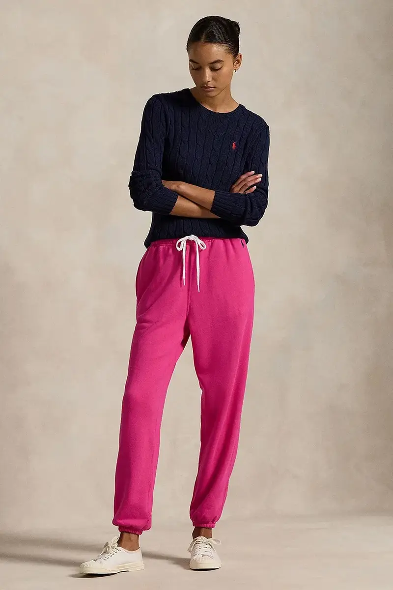 pantaloni della tuta di cotone colore rosa 211935585