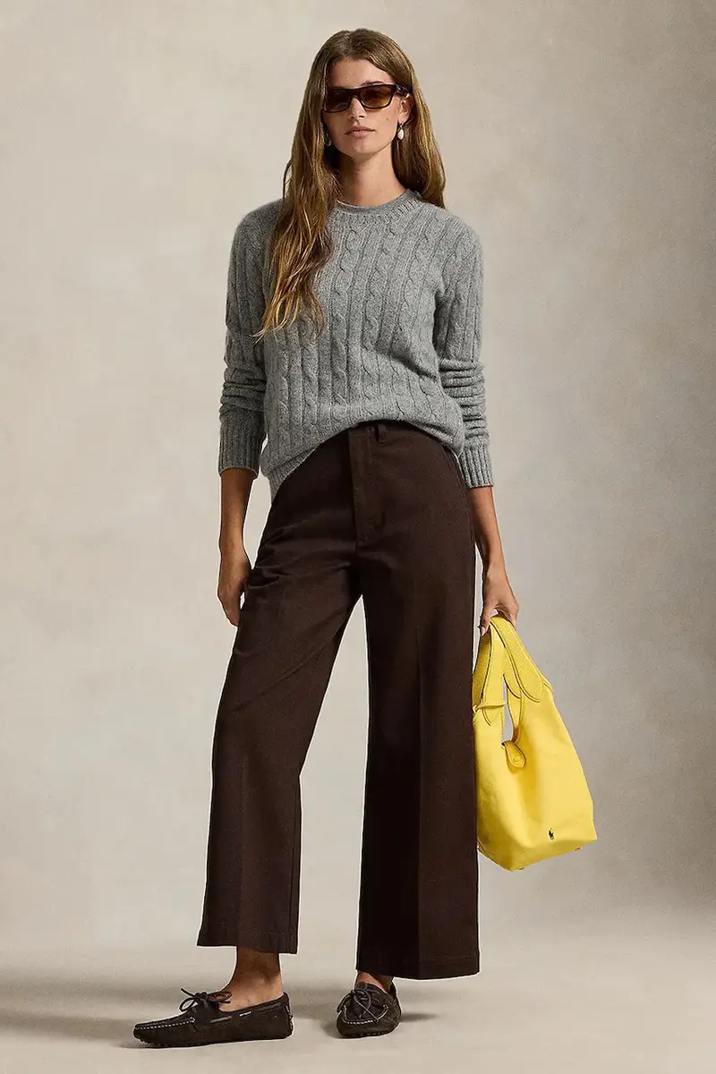 pantaloni donna colore blu navy 211873988 Marrone miniatura 3