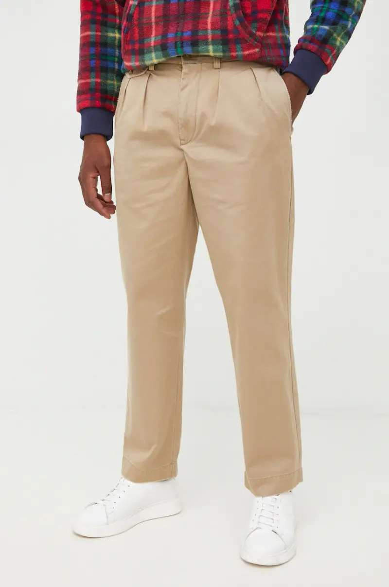 pantaloni in cotone uomo Beige