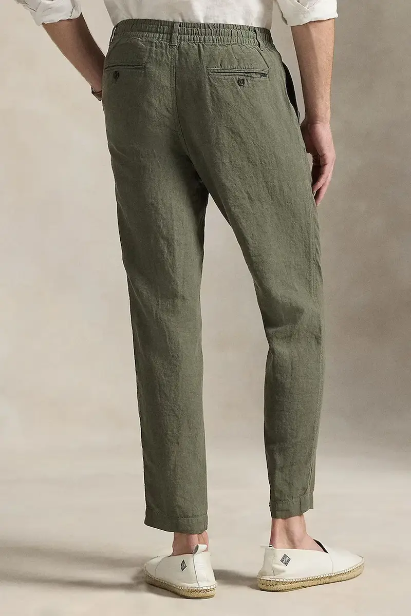 pantaloni in lino colore bianco 710940611 Verde miniatura 2