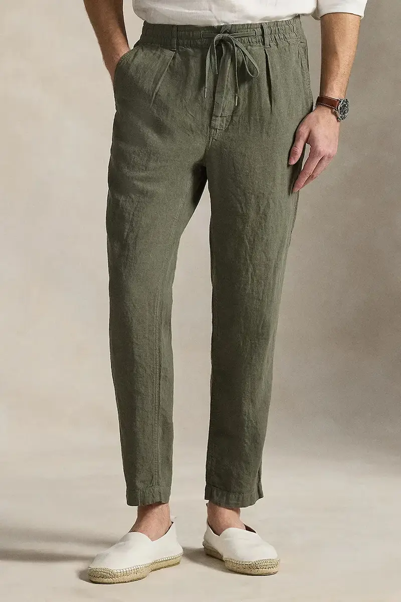 pantaloni in lino colore bianco 710940611 Verde