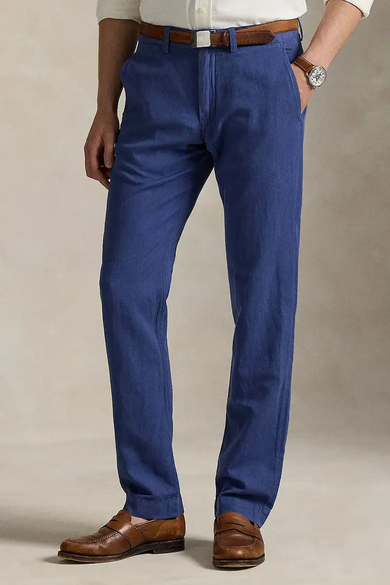 pantaloni in lino colore blu navy 710901796 miniatura 2