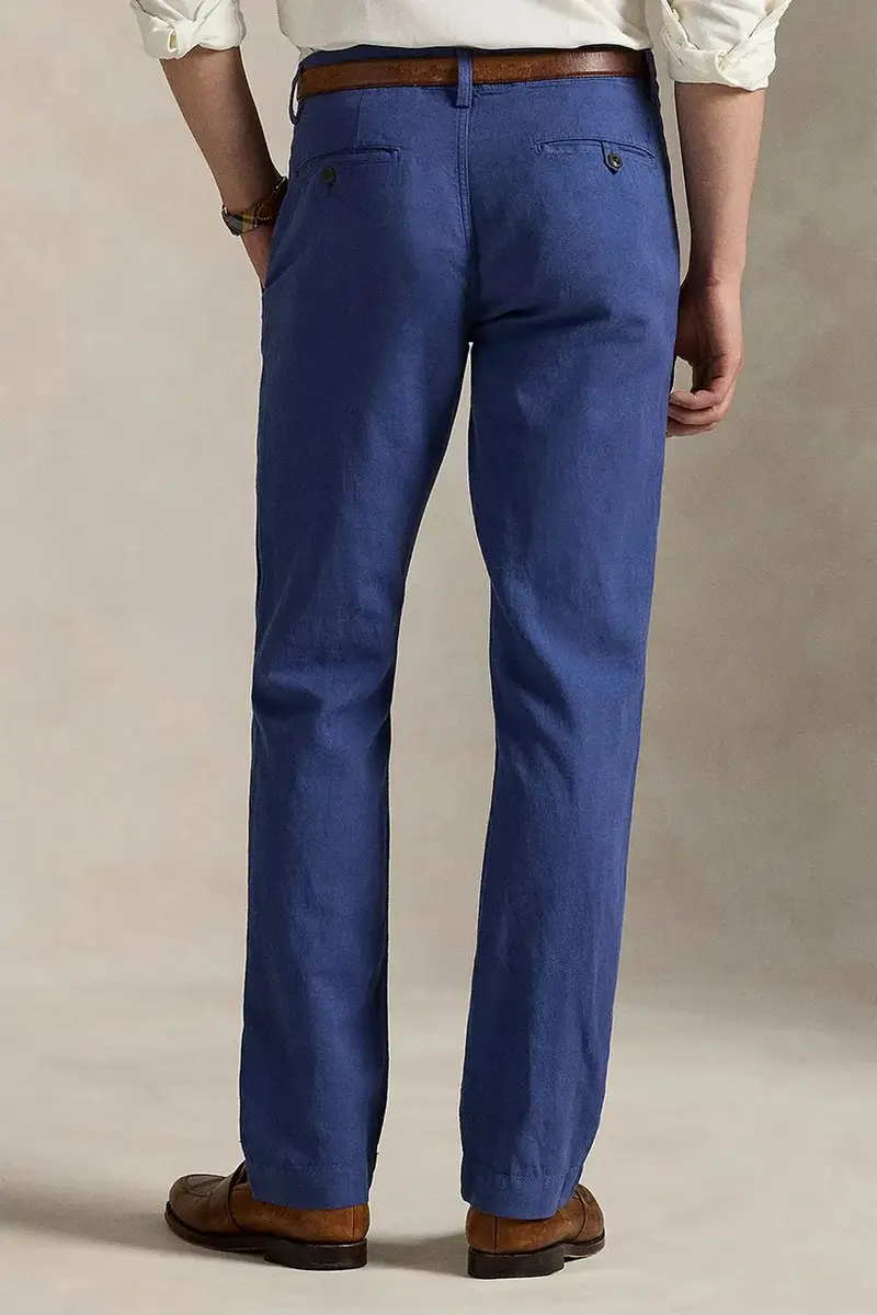 pantaloni in lino colore blu navy 710901796 miniatura 3