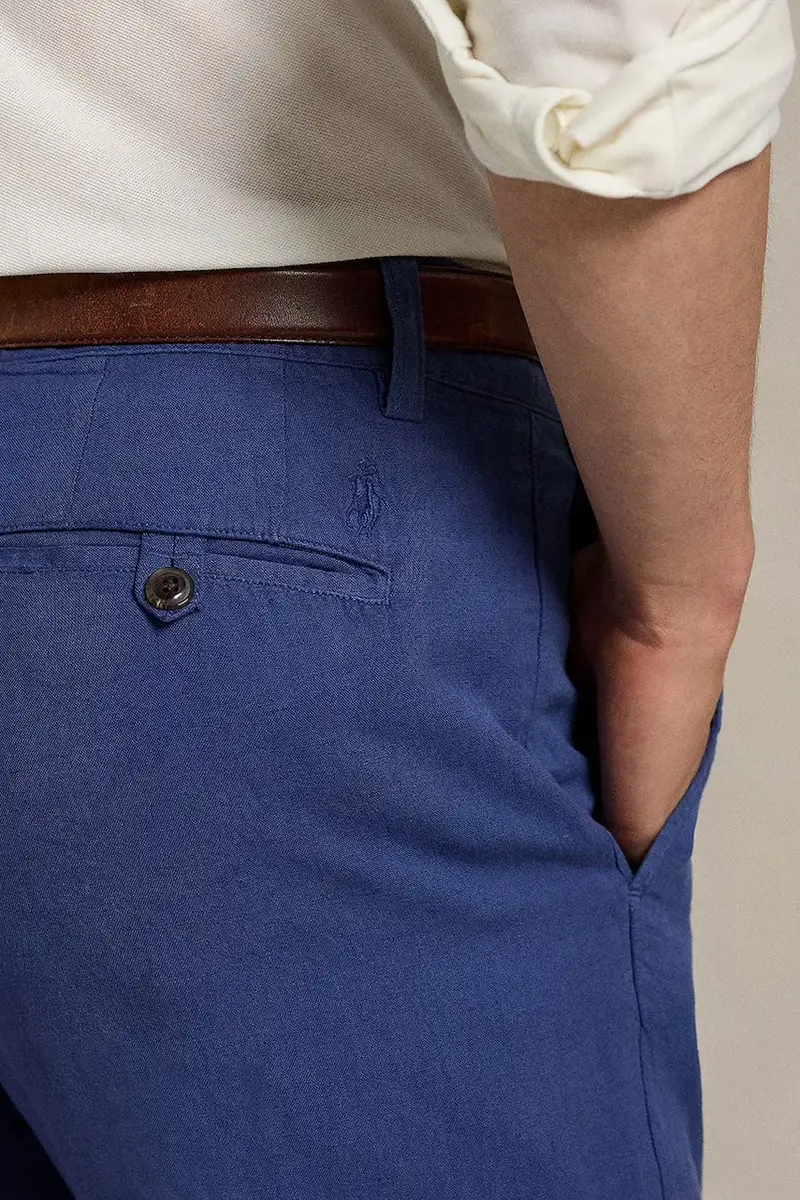 pantaloni in lino colore blu navy 710901796 miniatura 4