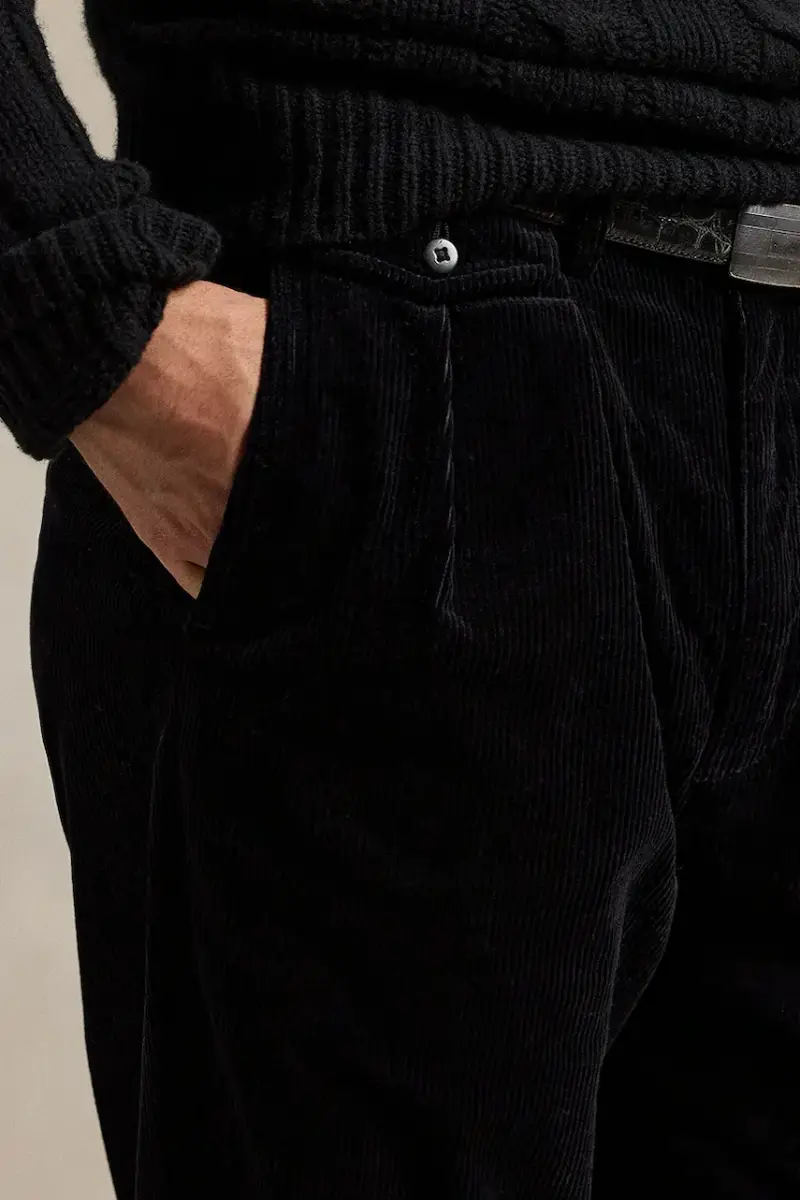 pantaloni in velluto a coste 42.2 8W CORDUROY uomo colore nero 710882543014 miniatura 4