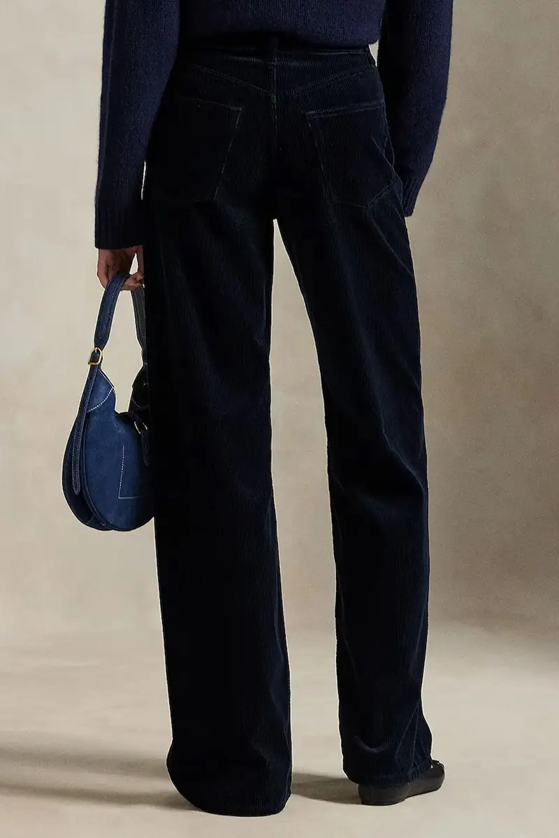 pantaloni in velluto a coste donna colore blu navy 211A87463 miniatura 3