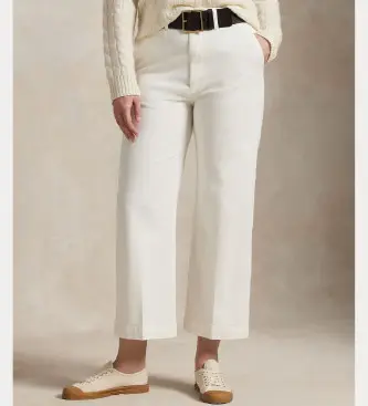 per donna 211873988002 Pantaloni chino bianchi a gamba larga (40), Bianco, Casual, Cotone