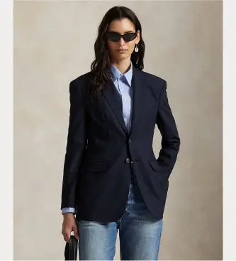 per donna 211891060004 Blazer in lana elasticizzata blu navy (36), Casual, Classico