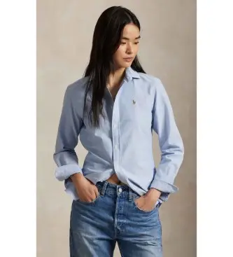 per donna 211891377001 Camicia Oxford blu slim (30), Casual, Cotone, Classico, Manica lunga