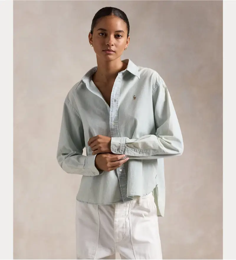 per donna 211891420001 Camicia verde corta e squadrata (XS), Casual, Cotone, Manica lunga