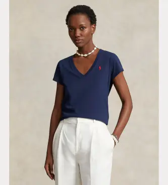 per donna 211902403002 T-shirt in maglia di cotone blu navy (M), Casual, Manica corta