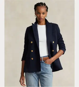 per donna 211910134001 Blazer doppiopetto in maglia blu navy (36), Casual, Polister riciclato, Sostenibile