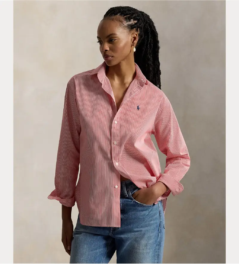 per donna 211910743500 Camicia di cotone a righe rosse (XS), Rosso, Casual, Manica lunga