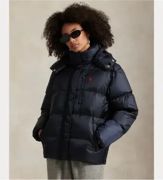 per donna 211932183001 Cappotto imbottito repellente all'acqua di mare (L), Casual, Sostenibile, Nylon riciclato, Nav Navy