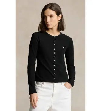 per donna 211941175002 Cardigan in piqué di cotone elasticizzato nero (XXS), Casual