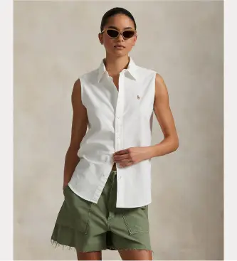 per donna 211968992001 Camicia bianca senza maniche Oxford (XS), Bianco, Cotone, Senza maniche / cinghie Multicolore