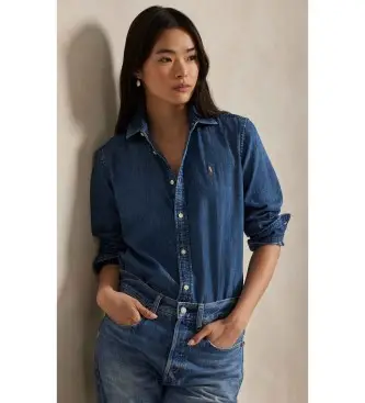 per donna 211969458001 Camicia in denim blu slim fit (30), Casual, Cotone, Manica lunga