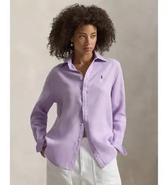 per donna 211970730513 Camicia in lino lilla dalla vestibilità classica (XS), Casual, Manica lunga