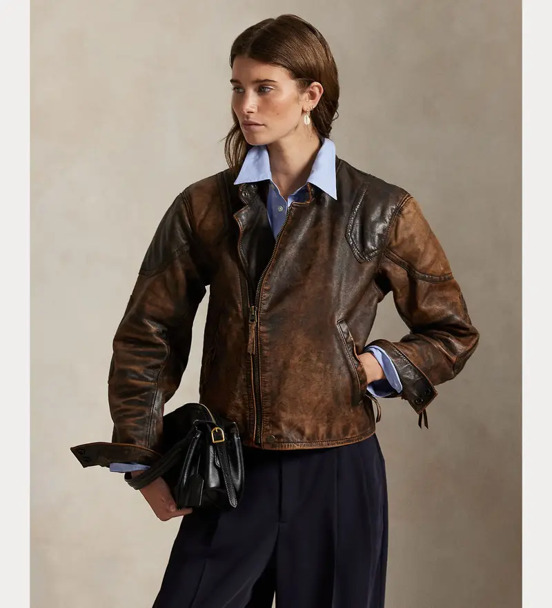 per donna 211971006001 Giacca in pelle marrone screpolata (XS), Casual