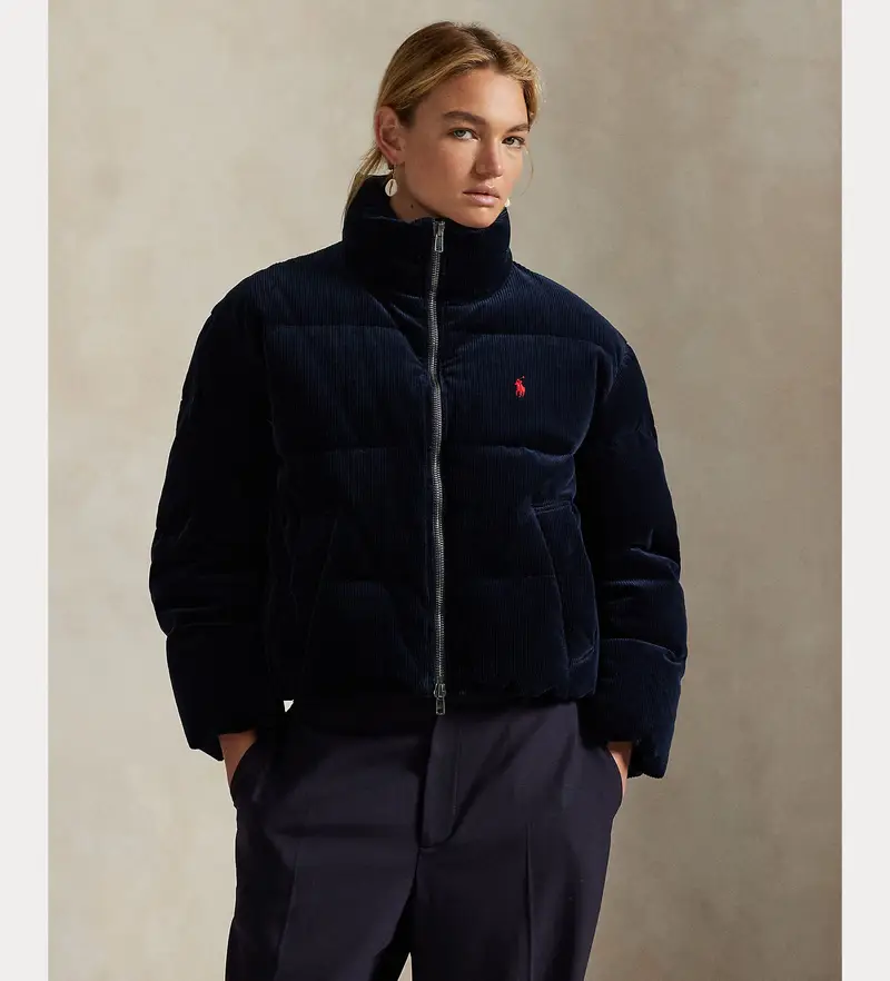 per donna 211971178003 Giacca corta in piumino blu navy (L), Casual, Cotone