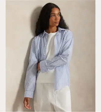 per donna 211971514503 Camicia Classic Fit in cotone e lino blu (XS), Casual, Manica lunga