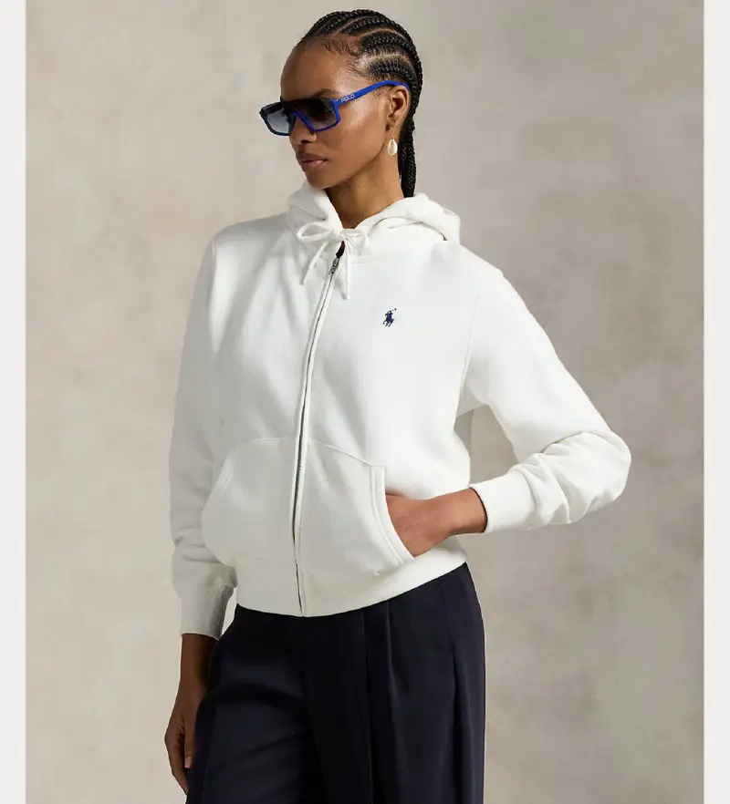 per donna 211971699001 Felpa bianca con zip intera (XS), Bianco, Casual, Cotone