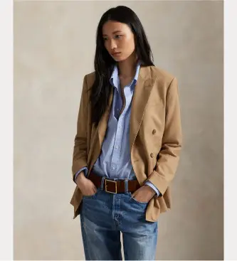 per donna 211977096001 Doppiopetto americano in lana marrone (34), Casual