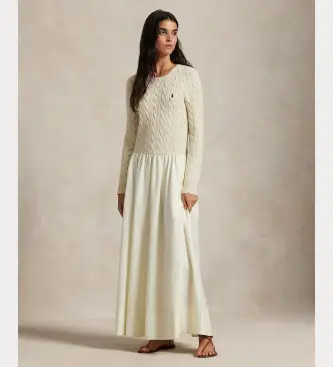 per donna 211978251001 Abito beige aderente e svasato in tessuto (L), Casual, Lana, Manica lunga