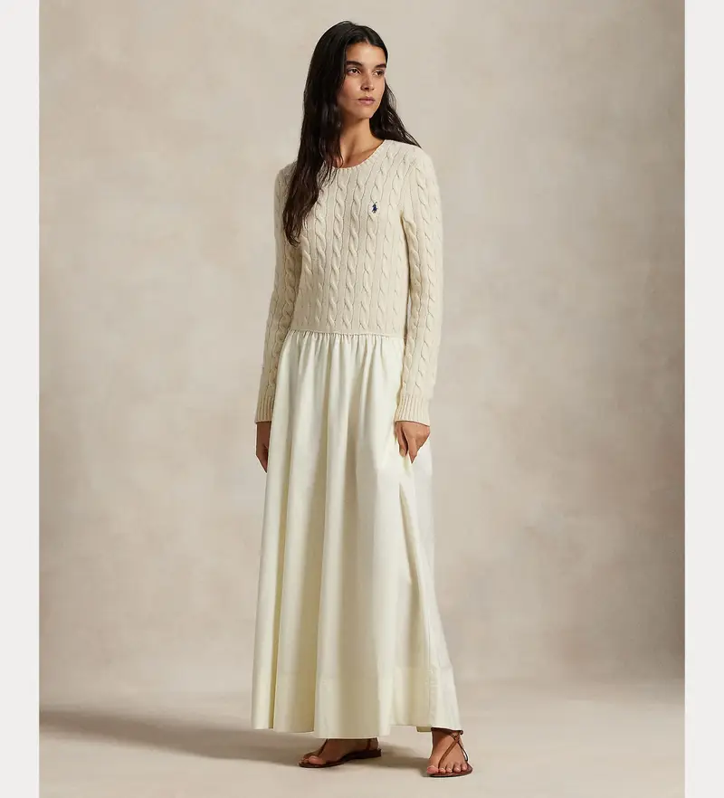 per donna 211978251001 Abito beige aderente e svasato in tessuto (M), Casual, Lana, Manica lunga