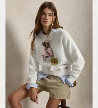 per donna 211A12723001 Maglia Polo Bear bianca (XS), Bianco, Casual, Cotone