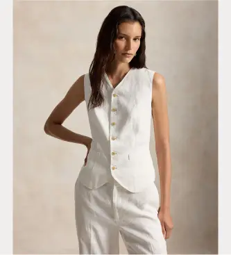 per donna 211A12784001 Gilet di lino bianco (36), Casual