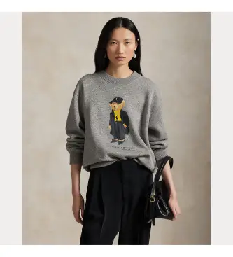 per donna 211A87104001 Felpa in pile Polo Bear grigia (XS), Casual, Grigio, Cotone